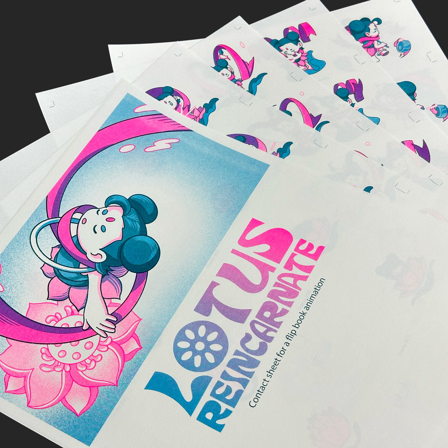 Lotus Reincarnate - Contact Sheet of A Flipbook Animation