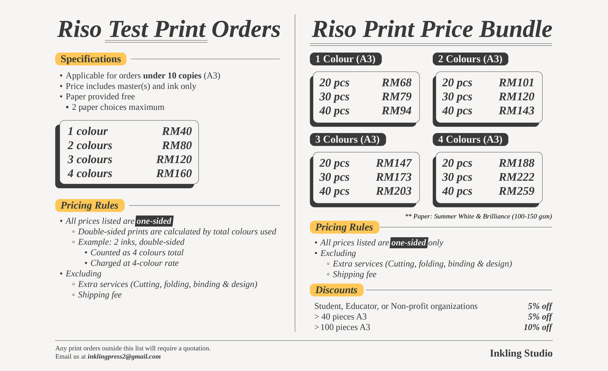 Pricing – Inkling Studio