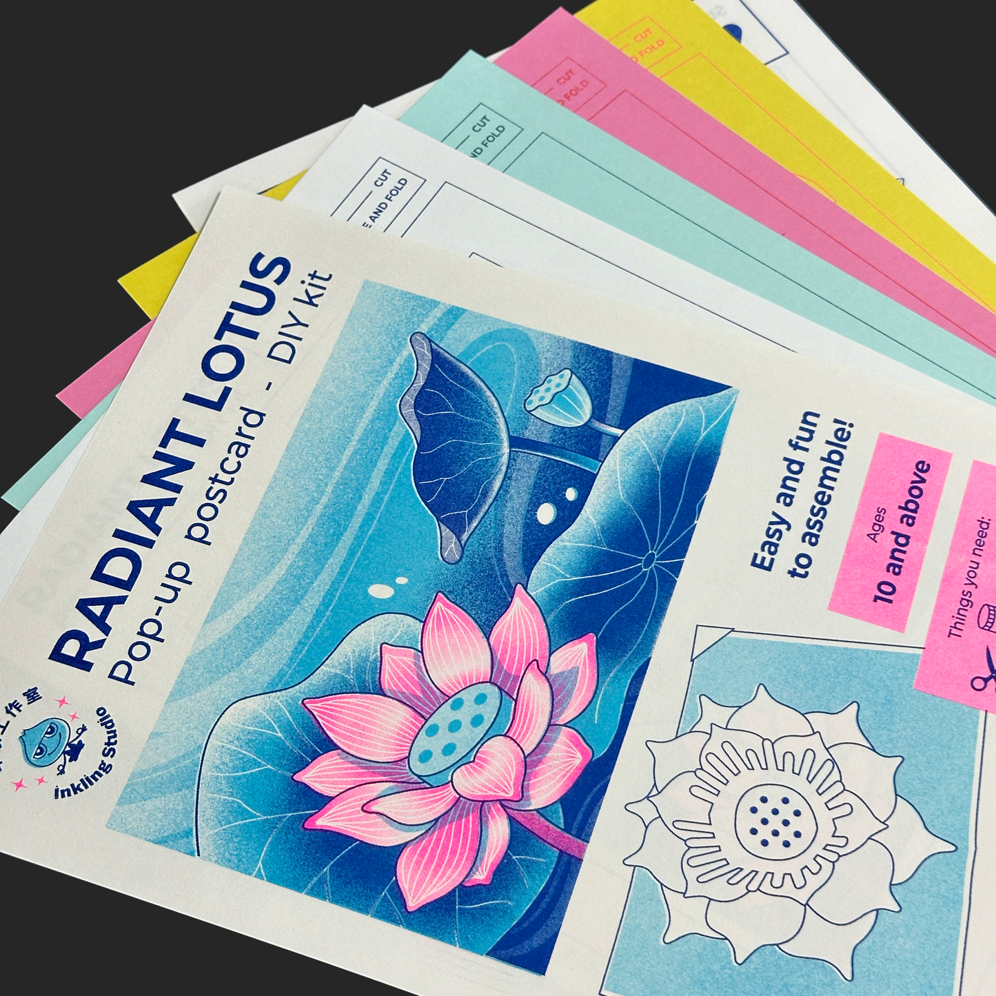 Radiant Lotus - Pop-up Postcard DIY Kit