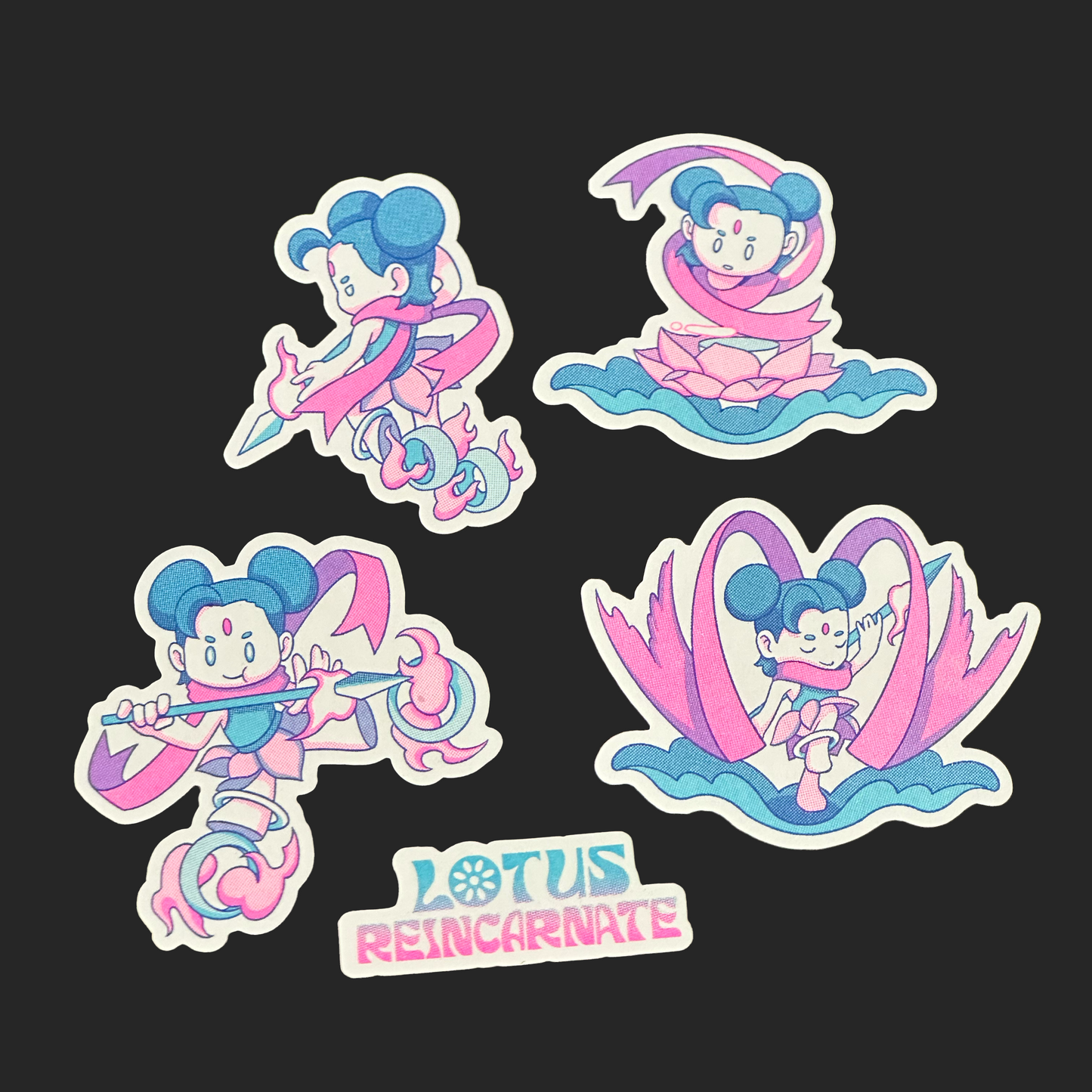 Lotus Reincarnate - Riso Sticker Set 5 pieces